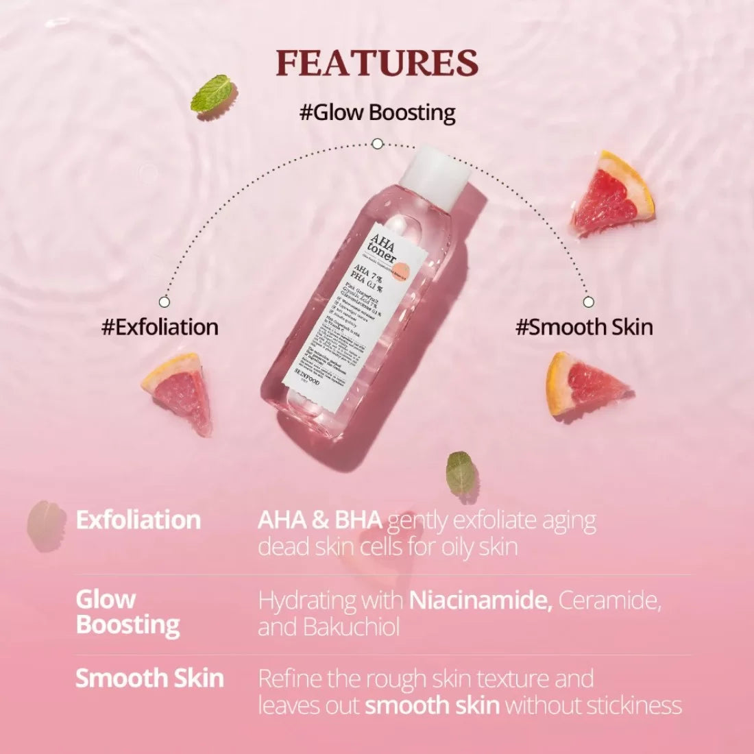 SKINFOOD - Pink Grapefruit AHA 7% Toner Mini 50ml